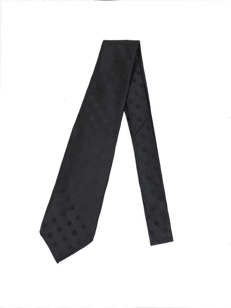 Handmade Silk Tie (TONAL BLACK POLKA DOT)