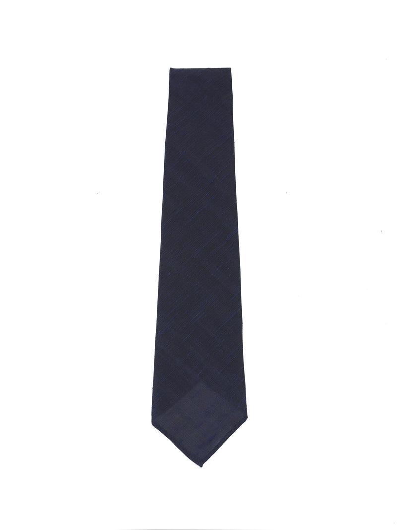 Handmade Silk Tie (SLUBBED NAVY / BLACK)