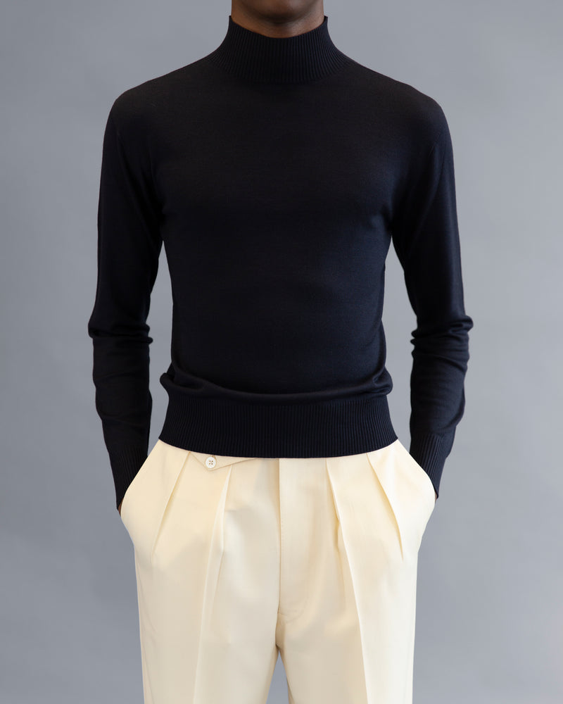 High Mock-Neck Knit (NAVY)